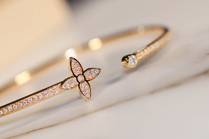 [moco jewelrys]IDYLLE GOLD OPEN BRACELET DIAMOND PAVED