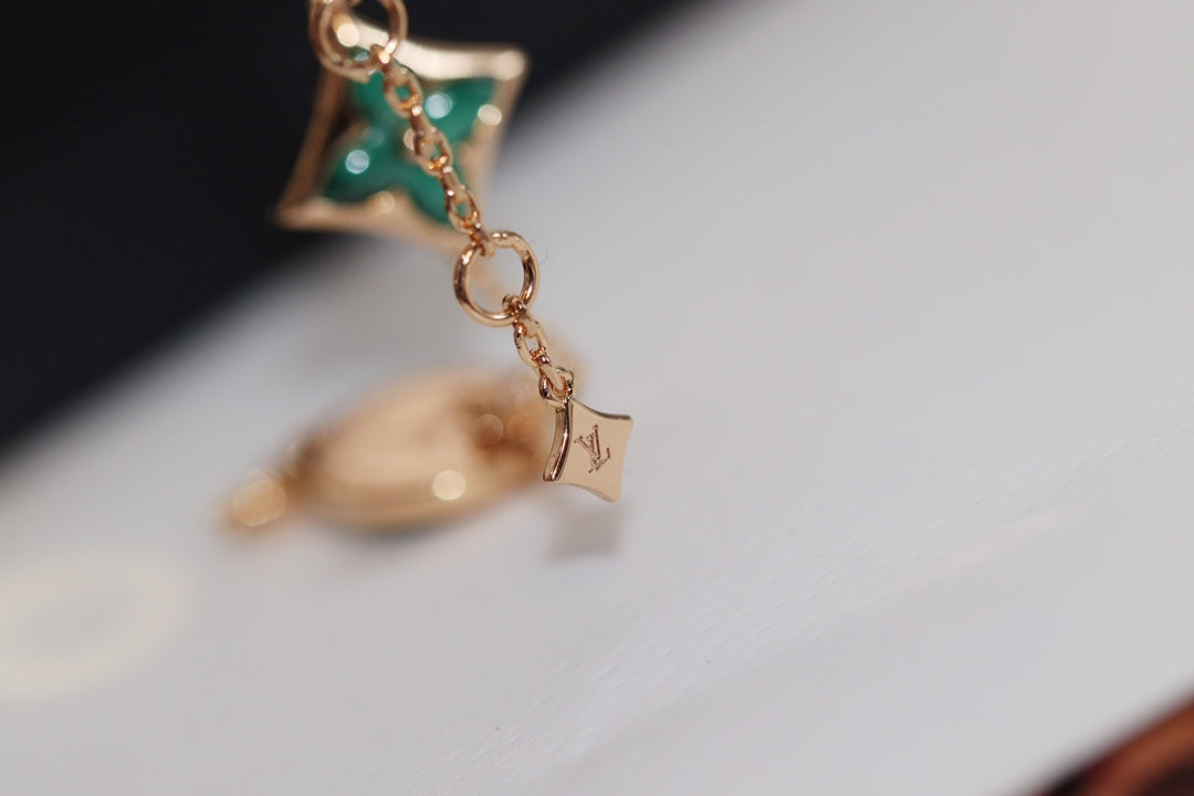 [moco jewelrys]STAR AND SUN 4 MOTIF PINK GOLD MALACHITE BRACELET