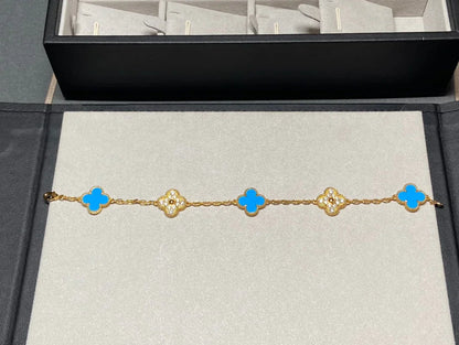[Moco jewelrys] CLOVER 5 MOTIF BLUE AGATE BRACELET COLLECTION