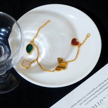 [moco jewelrys]LUCKY SPRING 5 MOTIF GOLD BRACELET