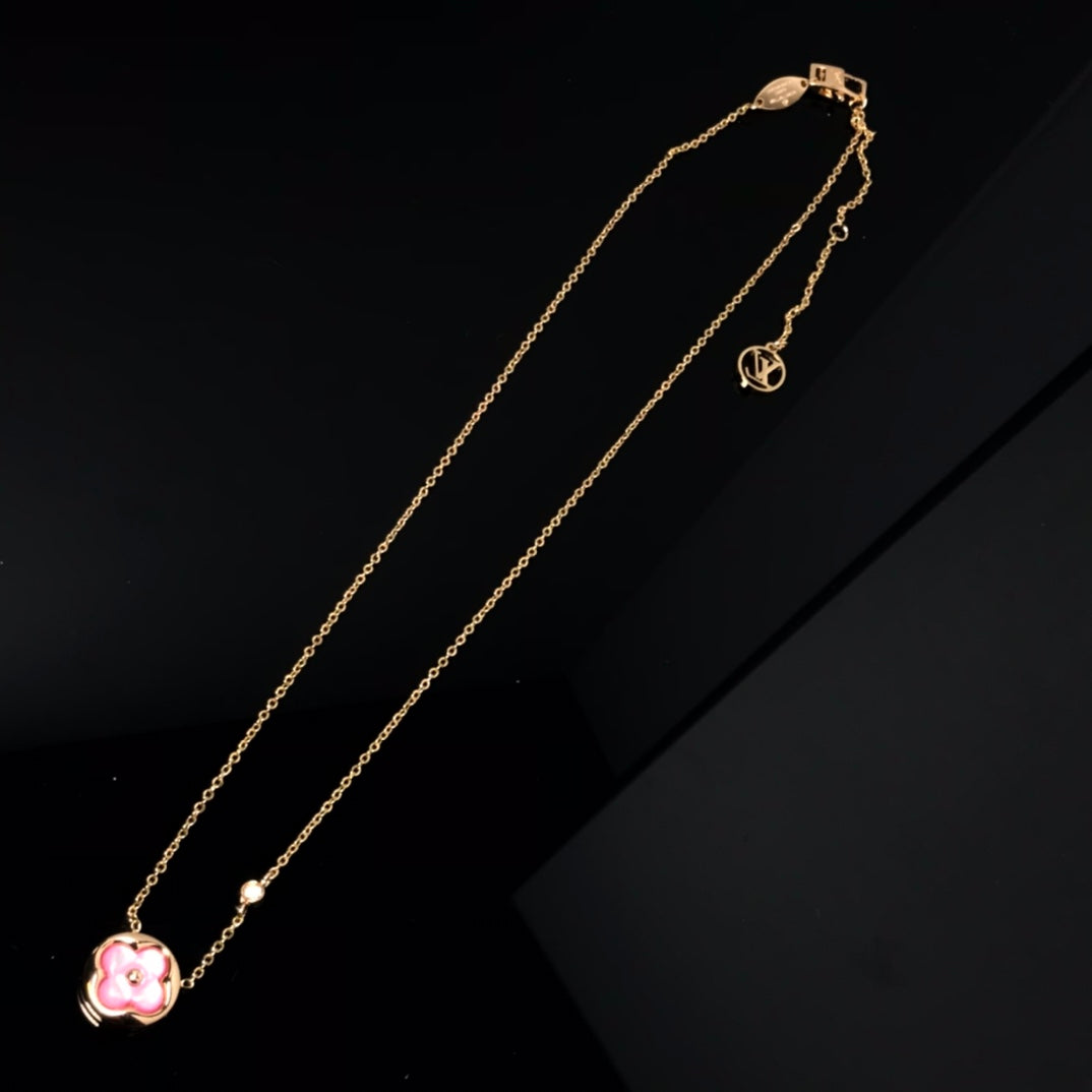 [moco jewelrys]COLOR BLOSSOM PINK MOP SUN GOLD NECKLACE