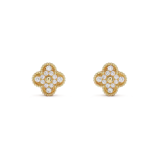 [moco jewelrys]CLOVER MEDIUM 1 MOTIFS FUll DIAMOND EARRINGS