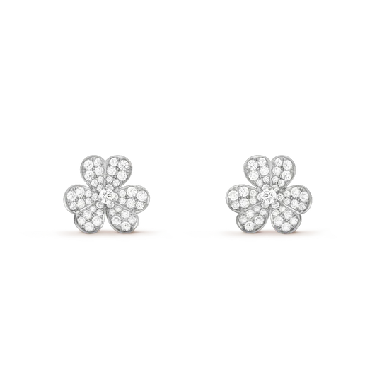 [moco jewelrys]CLOVER COMOS DIAMOND EARRINGS SILVER