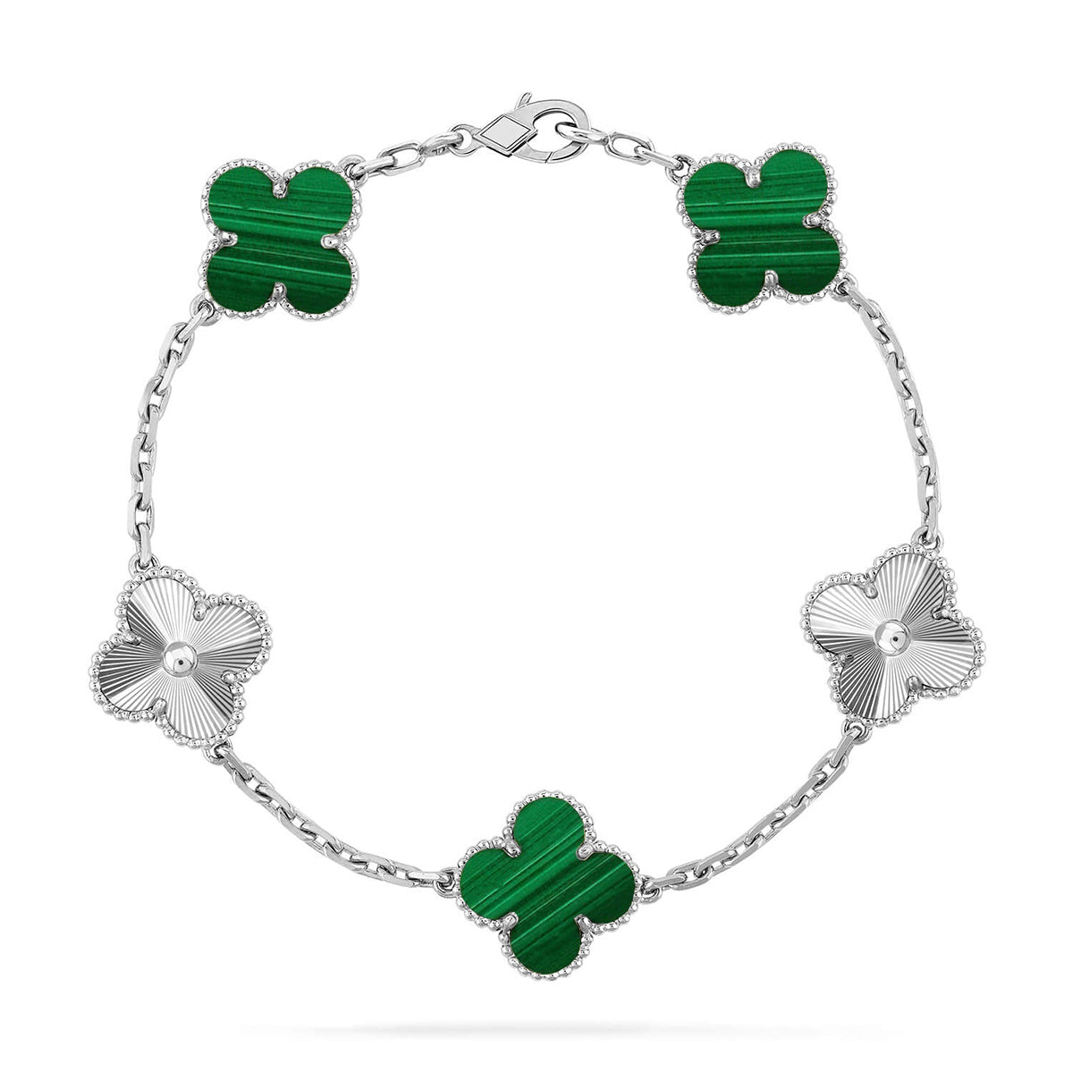 [Moco jewelrys] CLOVER 5 MOTIF MALACHITE BRACELET COLLECTION