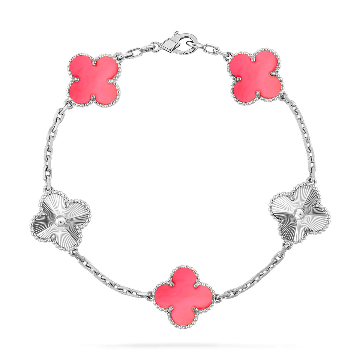 [Moco jewelrys] CLOVER 5 MOTIFS  PINK MOP BRACELET COLLECTION