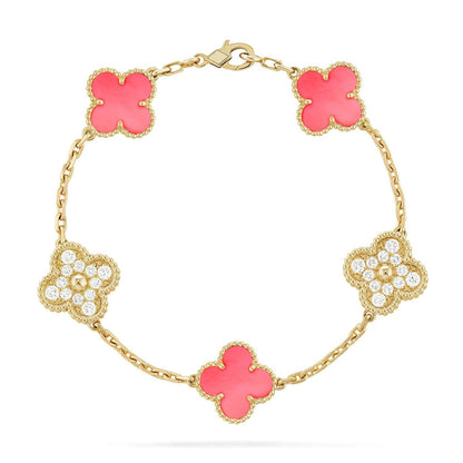 [Moco jewelrys] CLOVER 5 MOTIFS  PINK MOP BRACELET COLLECTION