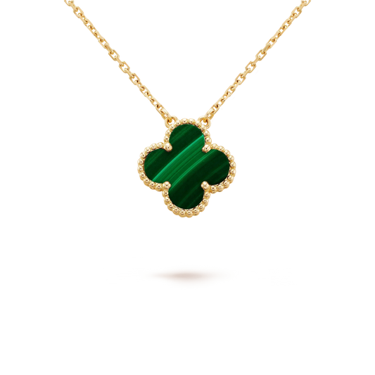 [moco jewelrys]CLOVER 15MM MALACHITE SINGLE FLOWER  NECKLACE