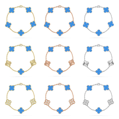 [Moco jewelrys] CLOVER 5 MOTIF BLUE AGATE BRACELET COLLECTION