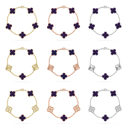 [Moco jewelrys]CLOVER 5 MOTIF PURPLE STRIPES BRACELET COLLECTION