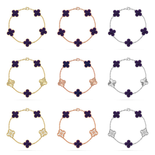 [Moco jewelrys]CLOVER 5 MOTIF PURPLE STRIPES BRACELET COLLECTION