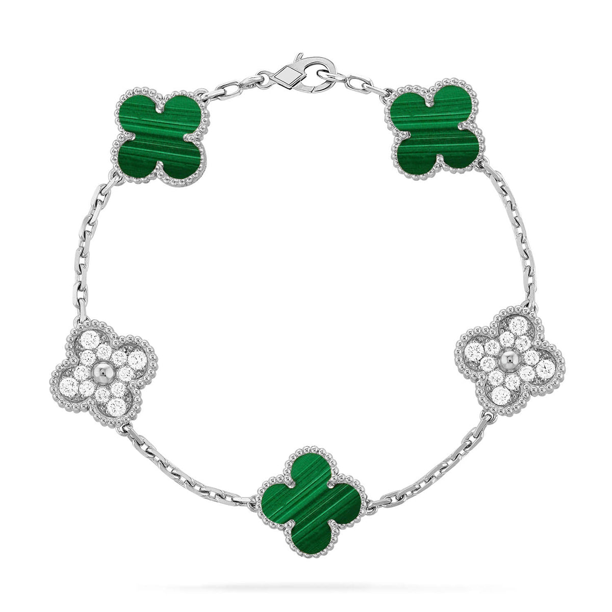[Moco jewelrys] CLOVER 5 MOTIF MALACHITE BRACELET COLLECTION