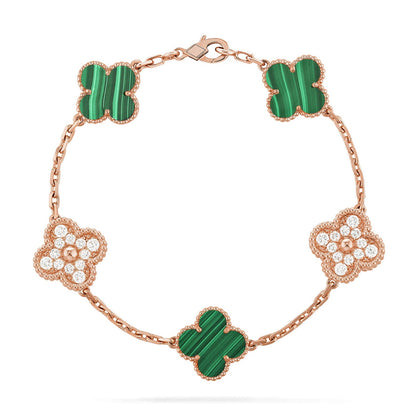 [Moco jewelrys] CLOVER 5 MOTIF MALACHITE BRACELET COLLECTION