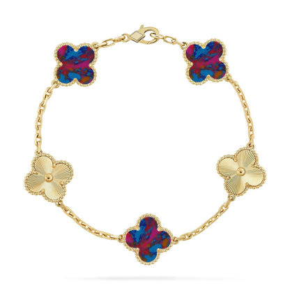 [Moco jewelrys]CLOVER 5 MOTIF COLOR GEMSTONES BRACELET COLLECTION