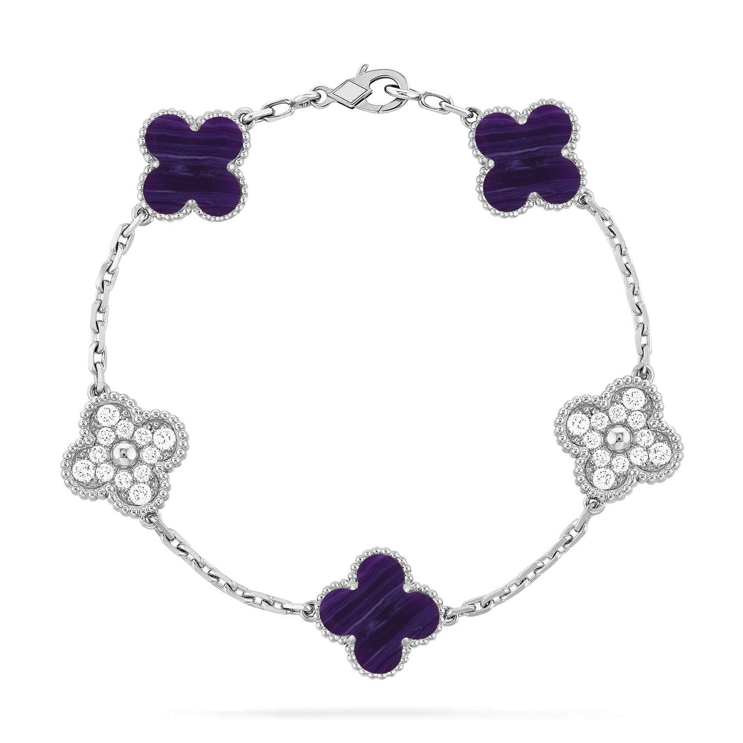 [Moco jewelrys]CLOVER 5 MOTIF PURPLE STRIPES BRACELET COLLECTION