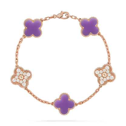 [Moco jewelrys]CLOVER 5 MOTIF LIGHT PURPLE BRACELET COLLECTION