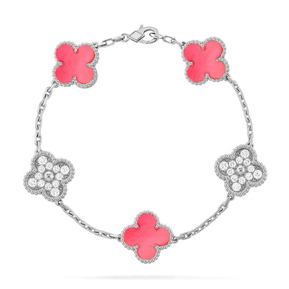 [Moco jewelrys] CLOVER 5 MOTIFS  PINK MOP BRACELET COLLECTION