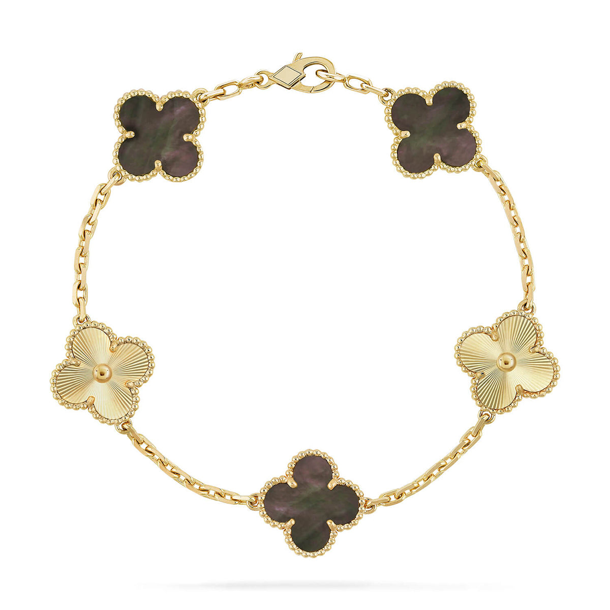 [Moco jewelrys] CLOVER 5 MOTIF GRAY MOP BRACELET COLLECTION