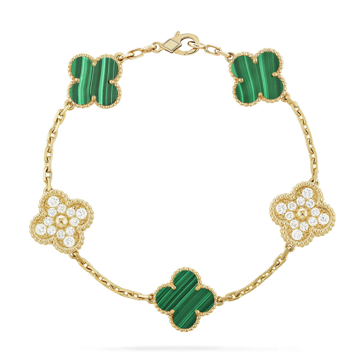 [Moco jewelrys] CLOVER 5 MOTIF MALACHITE BRACELET COLLECTION