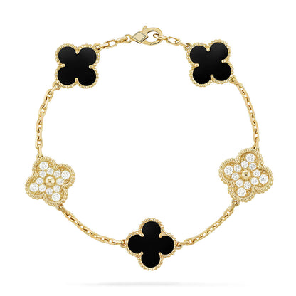 [Moco jewelrys] CLOVER 5 MOTIF ONYXS BRACELET COLLECTION