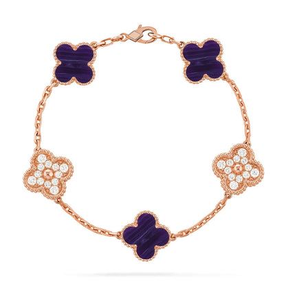 [Moco jewelrys]CLOVER 5 MOTIF PURPLE STRIPES BRACELET COLLECTION