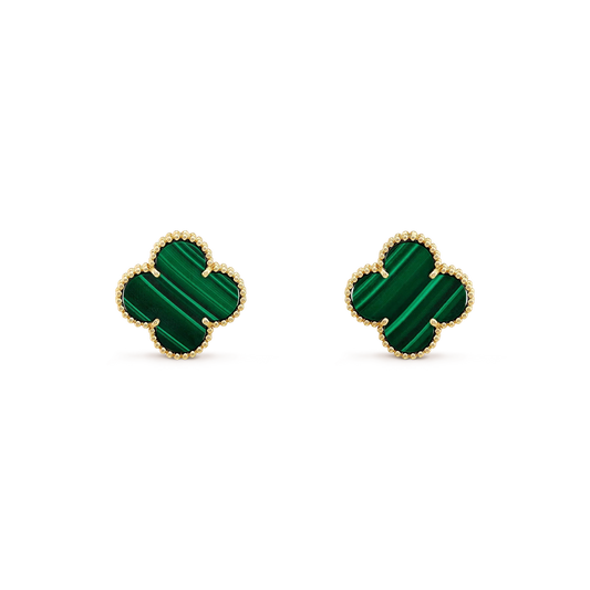 [moco jewelrys]CLOVER MINI 9.5MM MALACHITE  EARRINGS