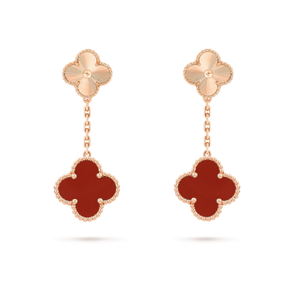 [moco jewelrys]CLOVER 2 MOTIF  LASER CARNELIAN EARRINGS