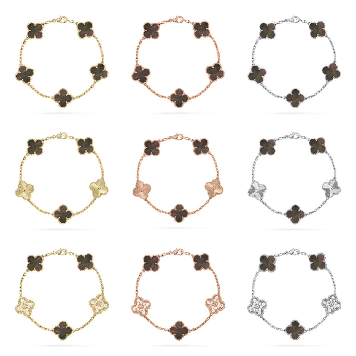 [Moco jewelrys] CLOVER 5 MOTIF GRAY MOP BRACELET COLLECTION