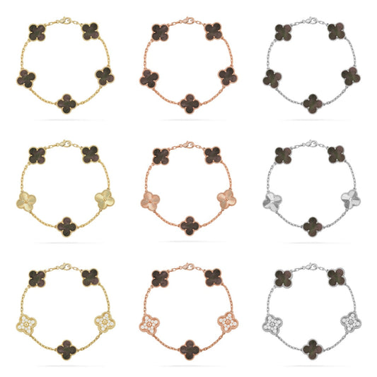 [Moco jewelrys] CLOVER 5 MOTIF GRAY MOP BRACELET COLLECTION