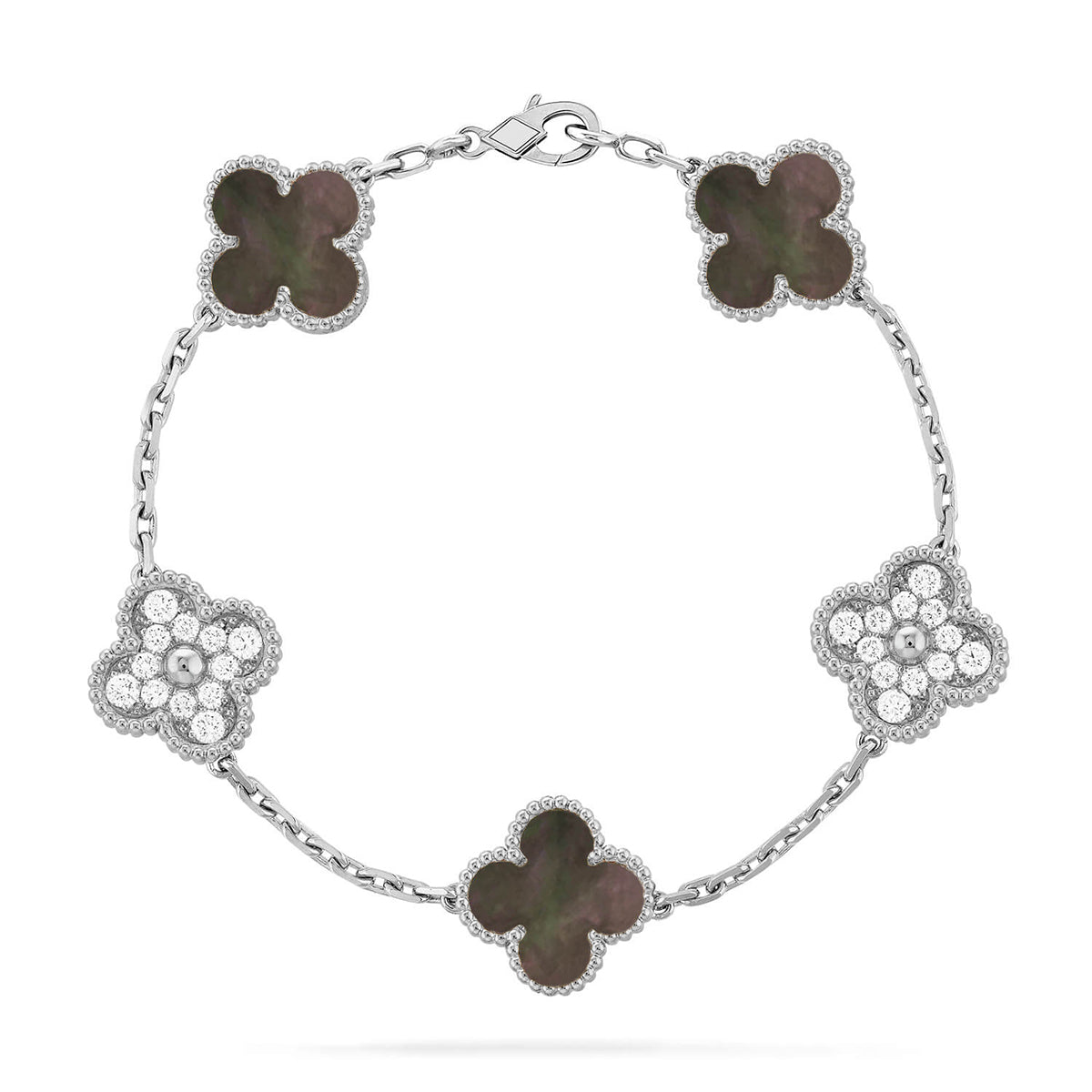 [Moco jewelrys] CLOVER 5 MOTIF GRAY MOP BRACELET COLLECTION