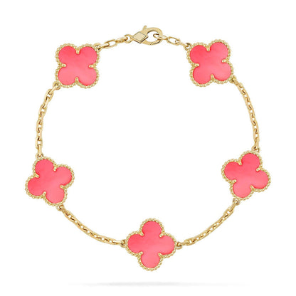 [Moco jewelrys] CLOVER 5 MOTIFS  PINK MOP BRACELET COLLECTION