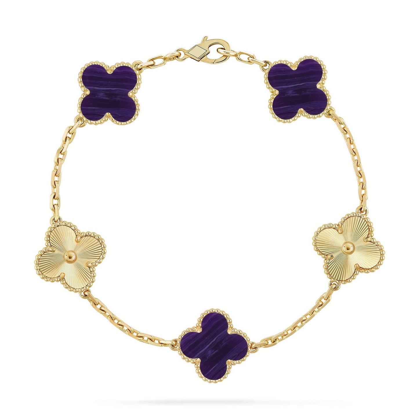 [Moco jewelrys]CLOVER 5 MOTIF PURPLE STRIPES BRACELET COLLECTION
