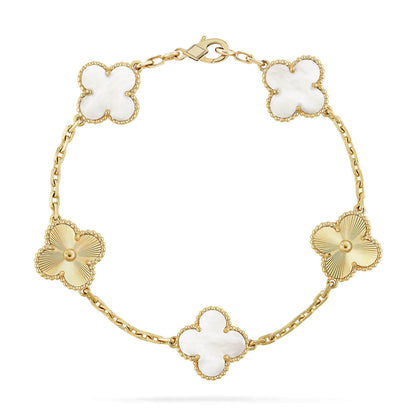 [Moco jewelrys]CLOVER WHITE PEARL MOP 5 MOTIF BRACELET COLLECTION