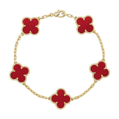 [Moco jewelrys] CLOVER 5 MOTIF RED CORNELIAN BRACELET COLLECTION