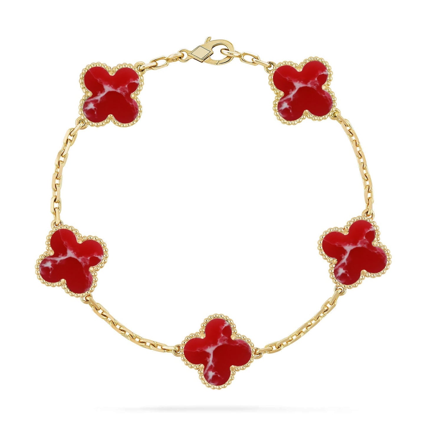 [Moco jewelrys]CLOVER 5 MOTIF RED PATTERN BRACELET COLLECTION