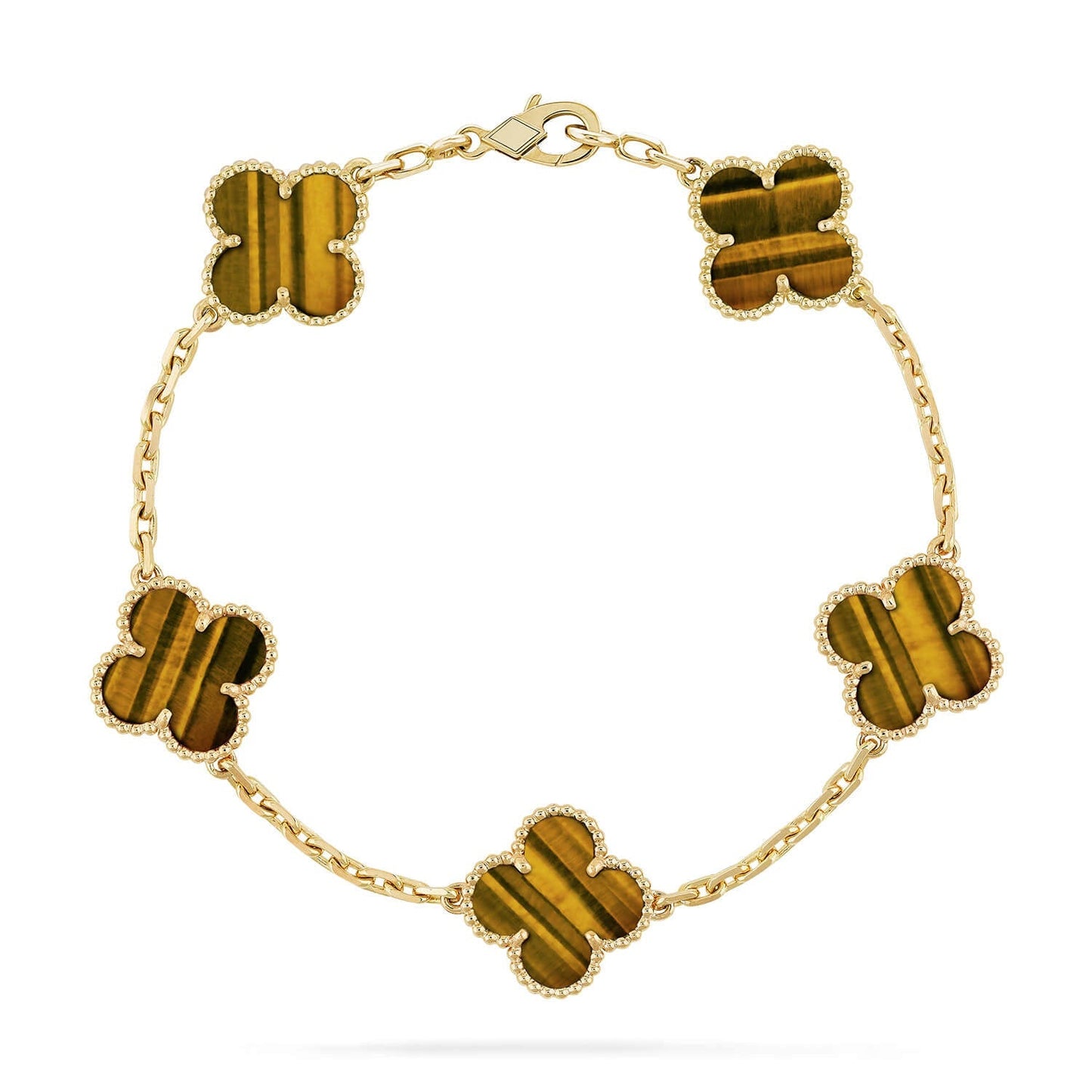 [Moco jewelrys] CLOVER 5 MOTIFS TIGER EYE BRACELET COLLECTION