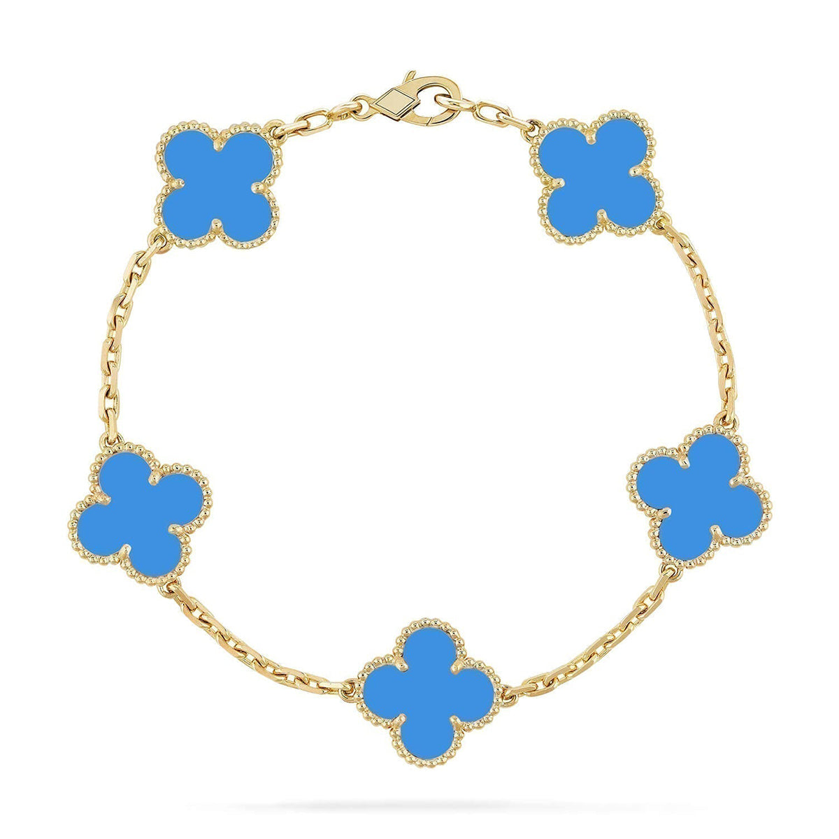 [Moco jewelrys] CLOVER 5 MOTIF BLUE AGATE BRACELET COLLECTION