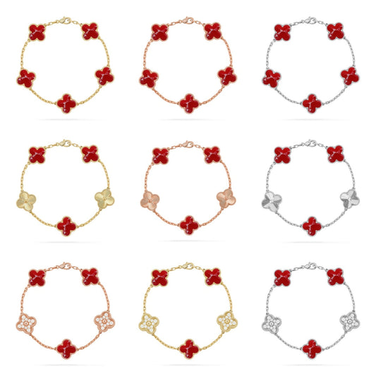 [Moco jewelrys]CLOVER 5 MOTIF RED PATTERN BRACELET COLLECTION