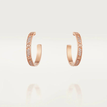 [moco jewelrys]LOVE DIAMOND PINK GOLD HOOP EARRINGS