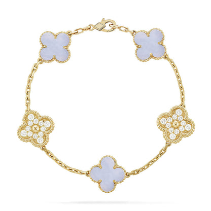 [Moco jewelrys] CLOVER 5 MOTIF PURPLE CHALCEDONY BRACELET COLLECTION