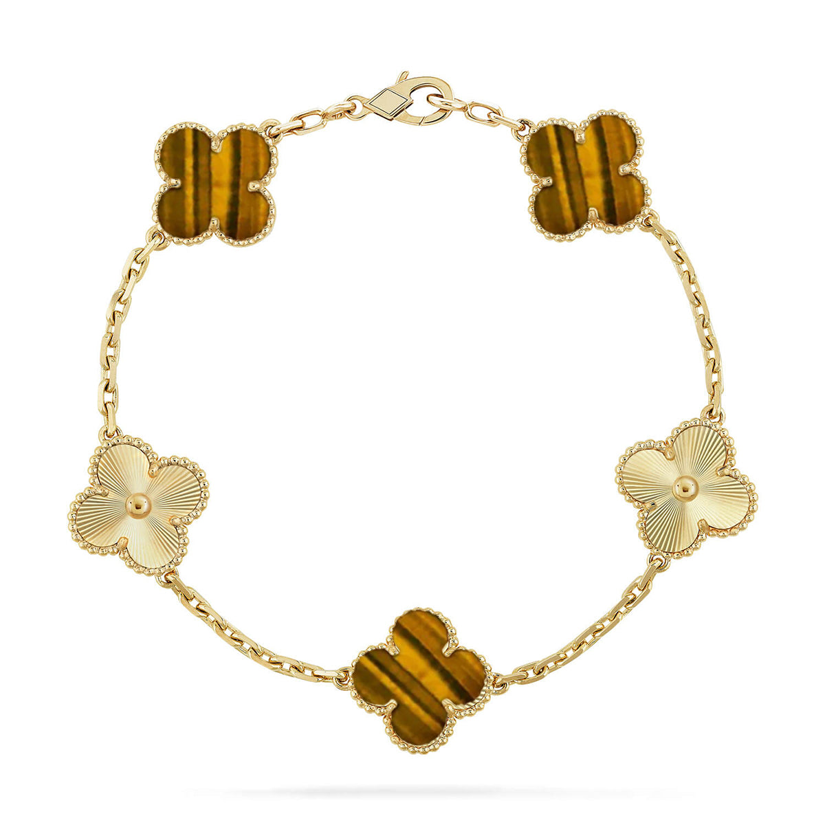 [Moco jewelrys] CLOVER 5 MOTIFS TIGER EYE BRACELET COLLECTION