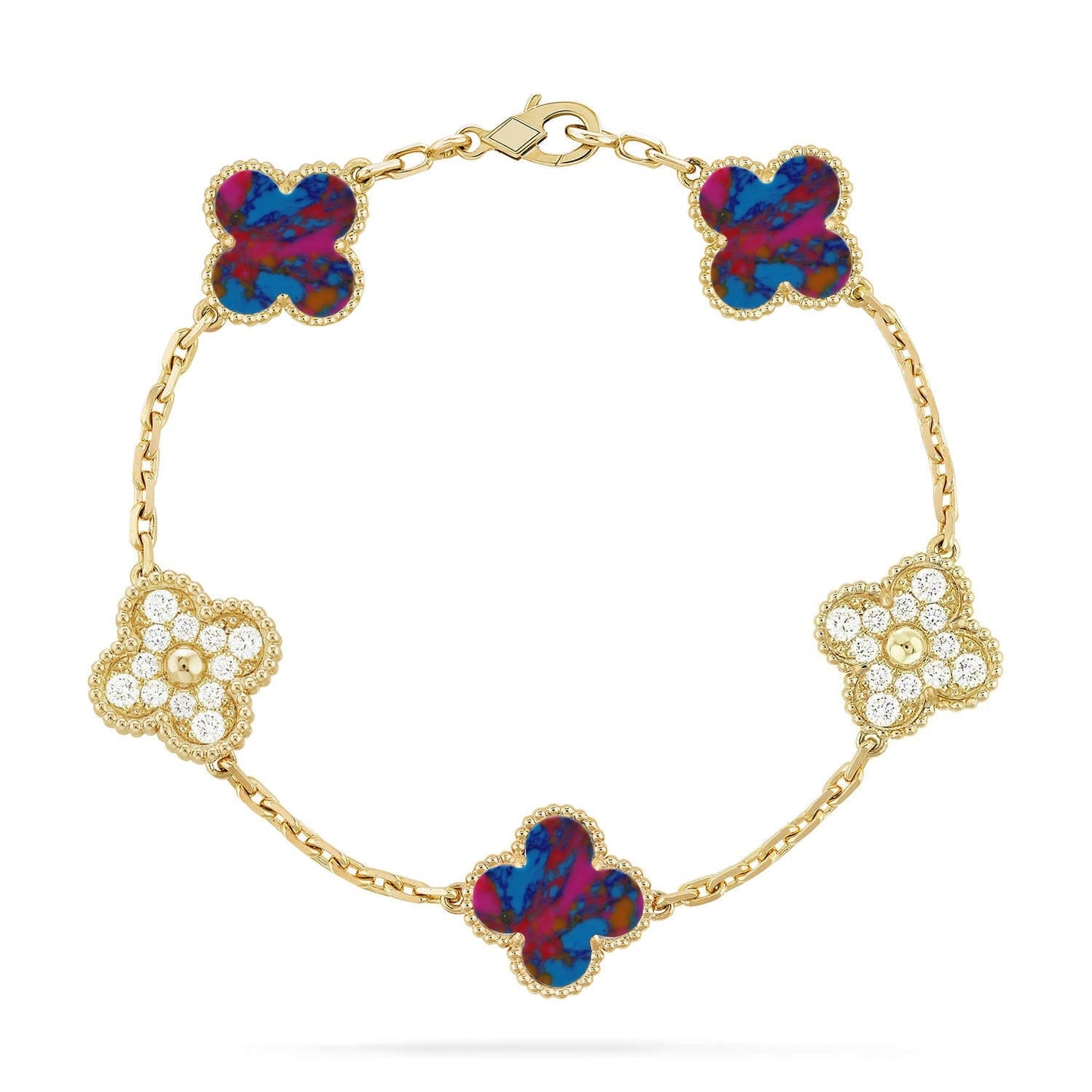 [Moco jewelrys]CLOVER 5 MOTIF COLOR GEMSTONES BRACELET COLLECTION