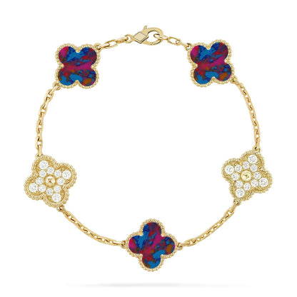[Moco jewelrys]CLOVER 5 MOTIF COLOR GEMSTONES BRACELET COLLECTION