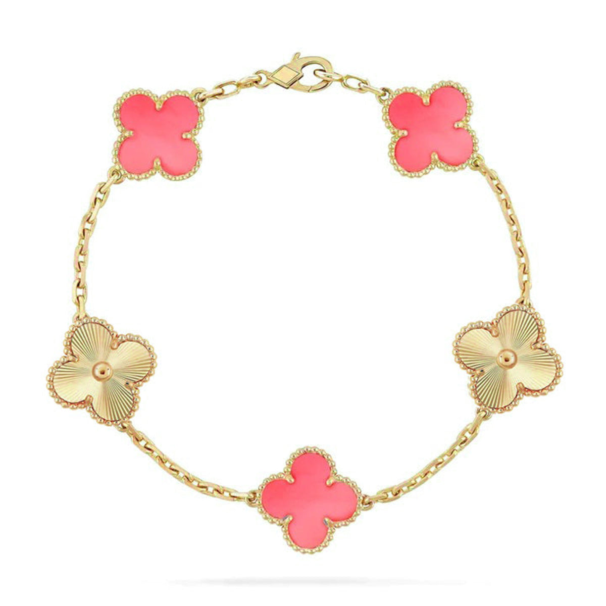 [Moco jewelrys] CLOVER 5 MOTIFS  PINK MOP BRACELET COLLECTION