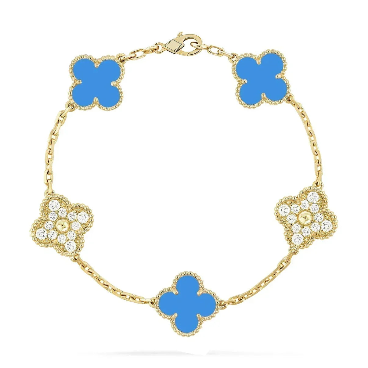 [Moco jewelrys] CLOVER 5 MOTIF BLUE AGATE BRACELET COLLECTION
