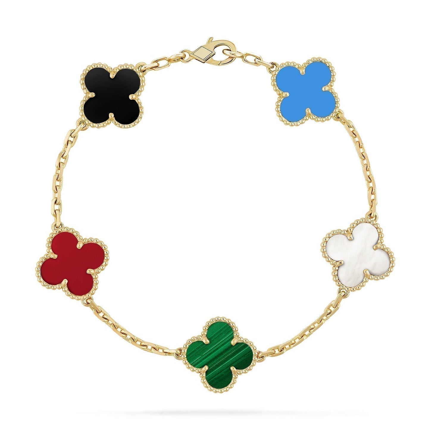 [Moco jewelrys]CLOVER 5 MOTIFS MULTICOLOR BRACELET