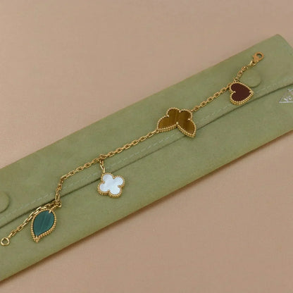 [moco jewelrys]LUCKY SPRING 5 MOTIF GOLD BRACELET
