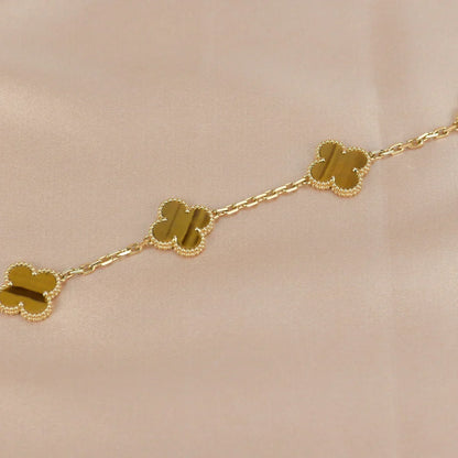 [Moco jewelrys] CLOVER 5 MOTIFS TIGER EYE BRACELET COLLECTION