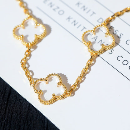 [Moco jewelrys]CLOVER 5 MOTIF ROCK CRYSTAL BRACELET