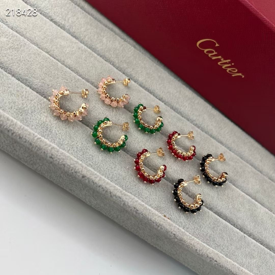 [moco jewelrys]NEW COLORED GEMSTONE COLLECTION SMALL HOOP EARRINGS