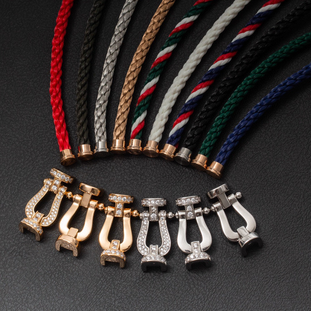 [moco jewelrys]FORCE LARGE HORSESHOE HALF DIAMOND BRACELET ROSE GOLD